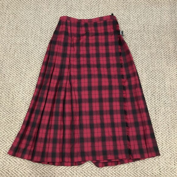 Laura Ashley Dresses & Skirts - Laura Ashley Vintage 80s Classic Tartan Plaid Pleated Midi Full Skirt Sz 8